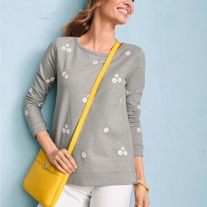 Gray Sweater with Daisy Embroidery - M